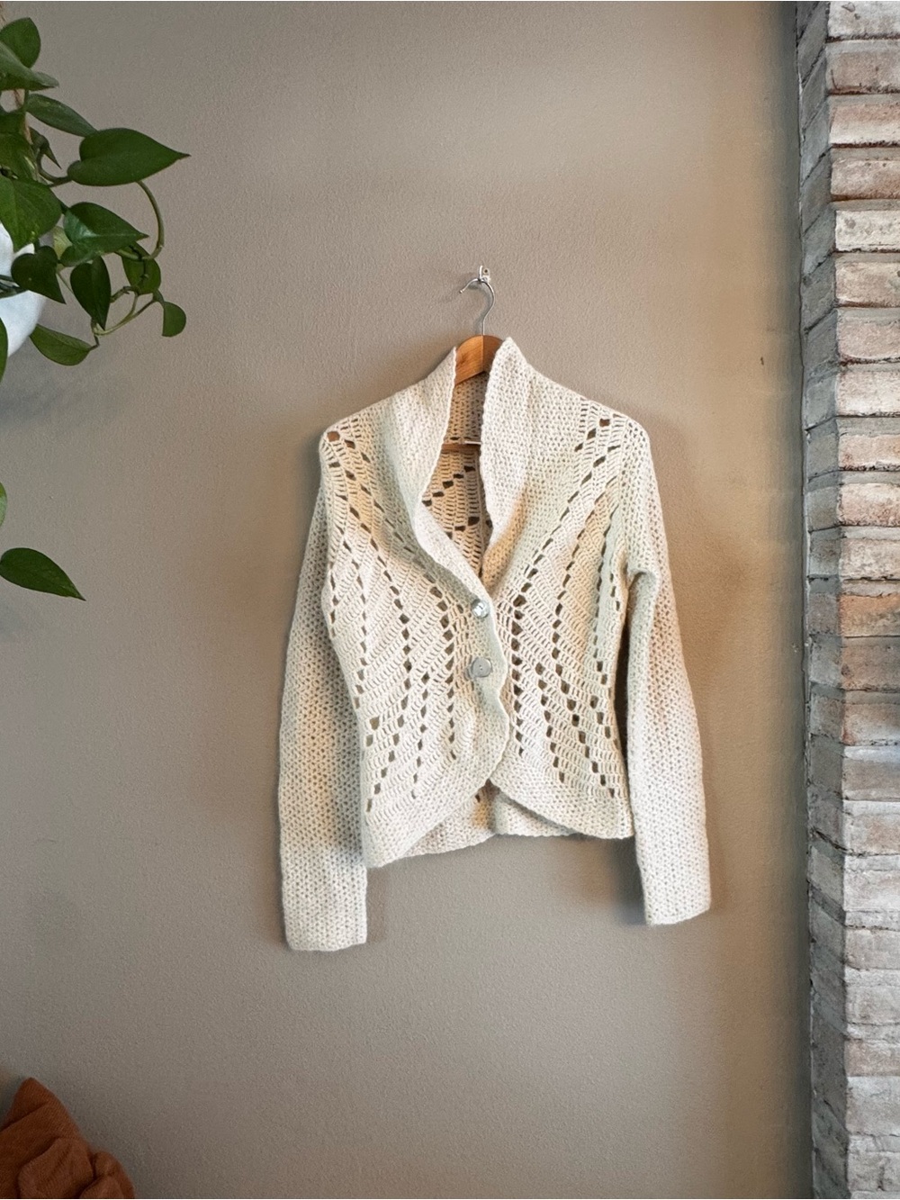ANTHRO | SLEEPING ON SNOW Open-Knit Shawl Sweater Cardigan‎